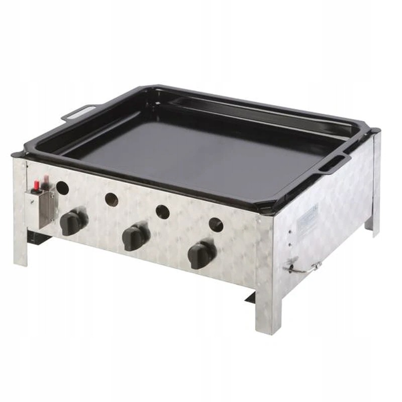 Dujinė keptuvė, dujinis grilis su 3 degiklių keptuve, dubuo, 10 kW