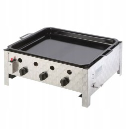 Dujinė keptuvė, dujinis grilis su 3 degiklių keptuve, dubuo, 10 kW