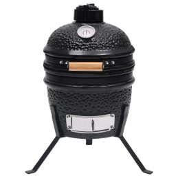 Vidaxl keraminė kamado kepsninė su rūkykla, du viename, 56 cm, juoda