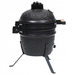 Vidaxl keraminė kamado kepsninė su rūkykla, du viename, 56 cm, juoda