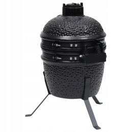 Vidaxl keraminė kamado kepsninė su rūkykla, du viename, 56 cm, juoda