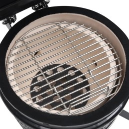 Vidaxl keraminė kamado kepsninė su rūkykla, du viename, 56 cm, juoda