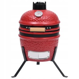 Vidaxl keraminė kamado kepsninė su rūkykla, 2 viename, 56 cm, raudona