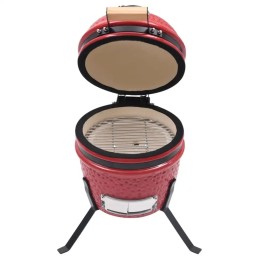 Vidaxl keraminė kamado kepsninė su rūkykla, 2 viename, 56 cm, raudona