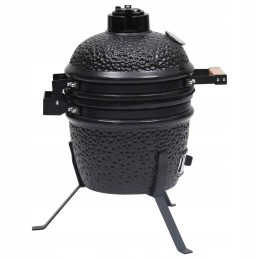 Vidaxl keraminė kamado kepsninė su rūkykla 2 in 1 56 cm juoda