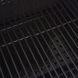 Vidaxl anglies grilis su rūkykla ir apatine lentyna, juoda