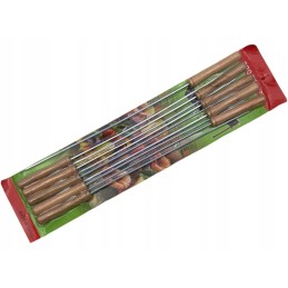 10 vnt plieninių iešmelių griliui su medine rankena - ilgis 30 cm