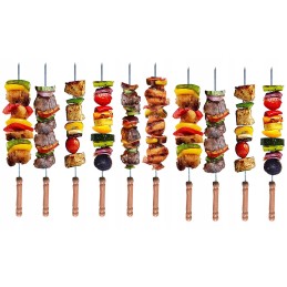 10 vienetų: plieniniai iešmai griliui su medine rankena