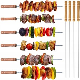 10 vienetų - plieniniai iešmai griliui su medine rankena - ilgis 30 cm