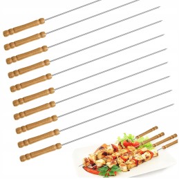 10 vienetų - plieniniai iešmai griliui su medine rankena - ilgis 30 cm