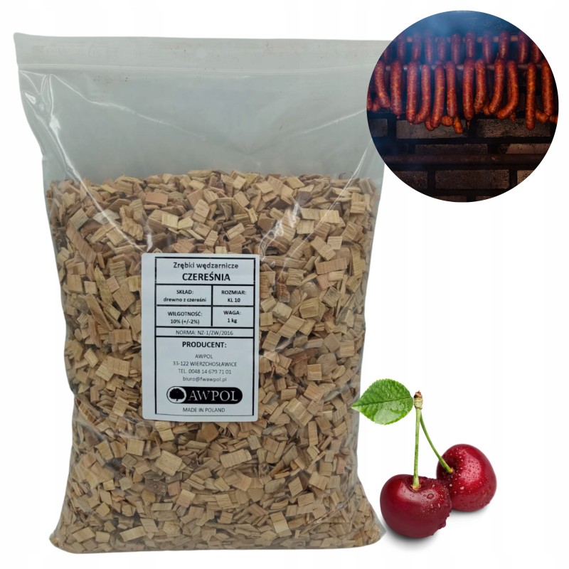 rūkytos vyšnios medžio drožlės 1kg 10 klasė