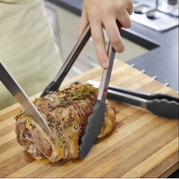 Virtuvės žnyplės apie 30 cm kieto metalo-nailono pilkos spalvos kinghoff kh-1742