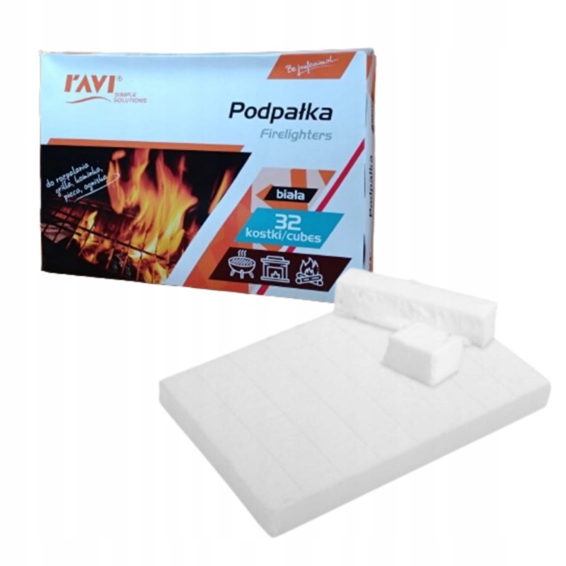 Baltas ugnies užvedimas, 32 kubeliai, griliui, židiniui, viryklei