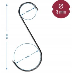 Rūkymo kabliukai s - 150 mm, skersmuo 3 mm, 5 vnt.