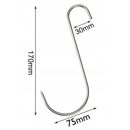 S-417 rūkymo kabliukai 17 cm kumpio mėsai rūkyti, dideli stori 4 mm liuksai