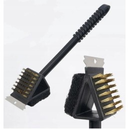 3 viename grilio šepetys su geko rankena, 36 cm