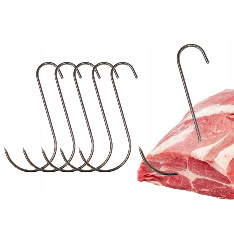 S-417 rūkymo kabliukai 17 cm kumpio mėsai rūkyti, dideli, stori, stiprūs, prabangūs