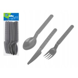 Grilio pikniko stalo įrankių rinkinys, 12 vnt., daugkartinio naudojimo, 4 asm