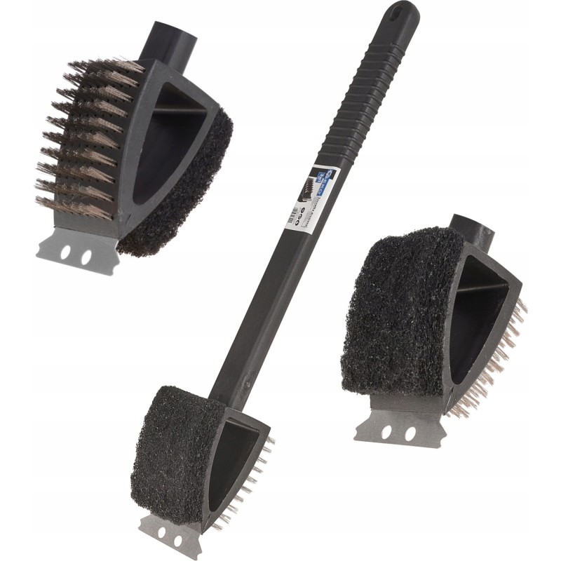 3in1 šepetys su grandikliu ir kempinėle grotelių valymui