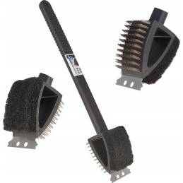 3in1 šepetys su grandikliu ir kempinėle grotelių valymui