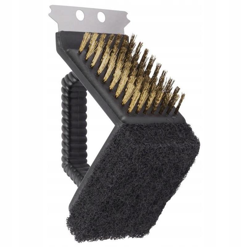 Šepetys grilio grotelėms valyti, vielinė mentelė, kempinė