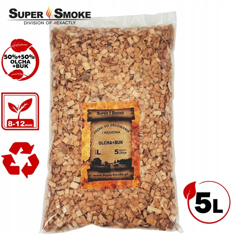 Super dūmų rūkytos mėsos, alksnio ir buko mišinys, l dydis 5 litrai