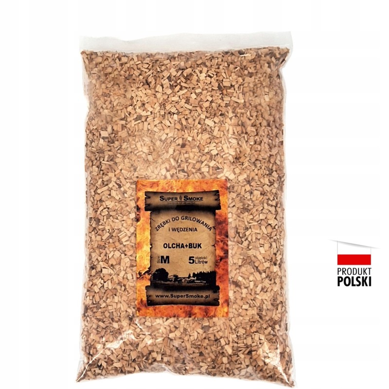 Super dūminės medienos drožlės rūkymui, buko, alksnio, dydis m, 5 litrai
