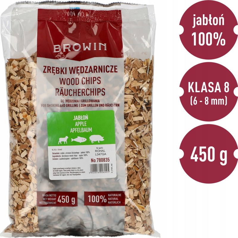 Medienos skiedros rūkymui/kepimui ant grotelių, obelis, 450 g, 8 klasė