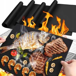 4x tefloninis grilio kilimėlis grilio bbq kepimui daugkartinio naudojimo padėklų rinkinys