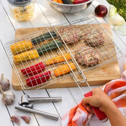 Grilio grotelės, skirtos mėsai kepti ant grotelių su uždaromis grotelėmis