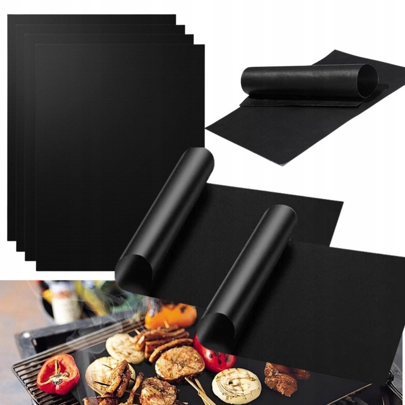 4x grilio kilimėlis orkaitės daugkartinio naudojimo kepimo tefloninis bbq padėklas