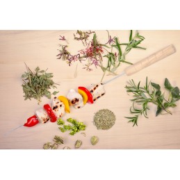 Šampury iešmai kepsninei mėsai, medinė rankena, komplektas x4