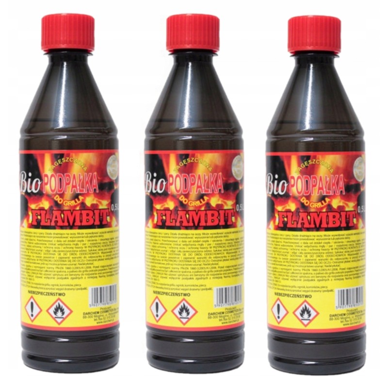3 x flambit sutirštintas skystas kūrenimas 0,5l šašlykui, laužui, židiniui  1,5l