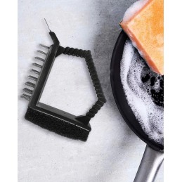 Grandiklio šepetys su grandikliu grilio grotelėms valyti, valiklis 3 viename