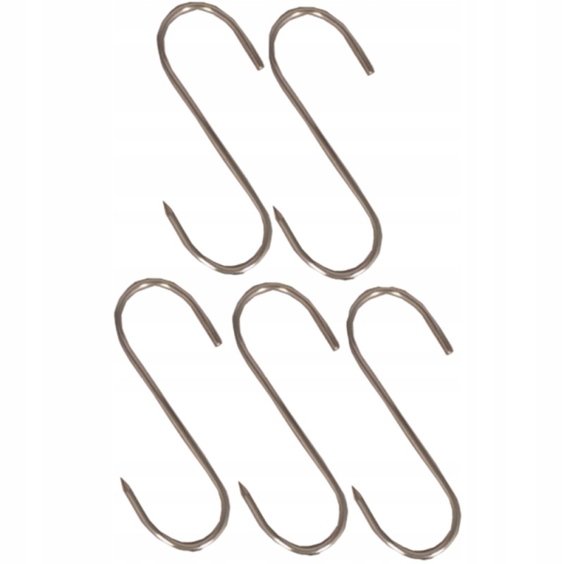 Kabliukų rinkinys iš 5 nerūdijančio plieno rūkymo kabliukų 110x3mm -t