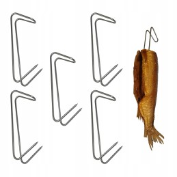 Žuvies rūkymo kabliukai 18 cm, inox, 5 vnt.