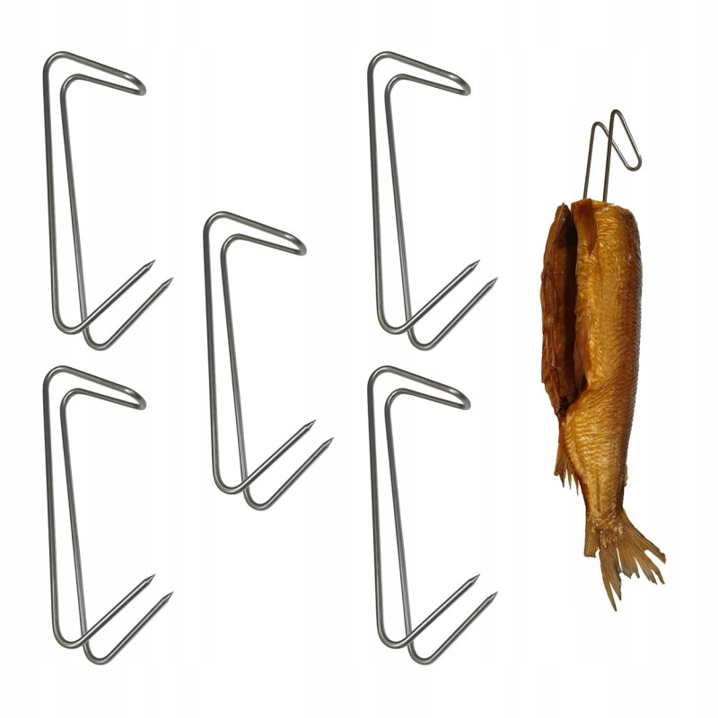 Žuvies rūkymo kabliukai 18 cm, inox, 5 vnt.