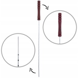 Šašlyko kepsninės iešmeliai su medine rankena, 12 vnt 38 cm