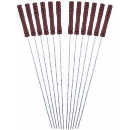 Šašlyko kepsninės iešmeliai su medine rankena, 12 vnt 38 cm