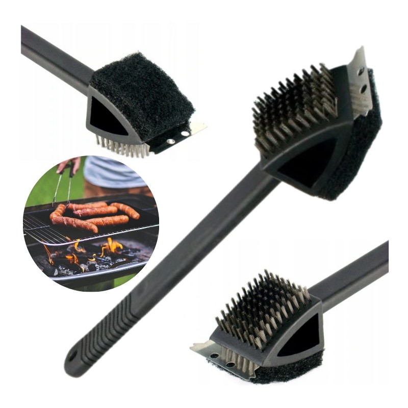 ✴️ilgas grilio grotelių valymo šepetys 3in1 šepetys + grandiklis + kempinė✴️