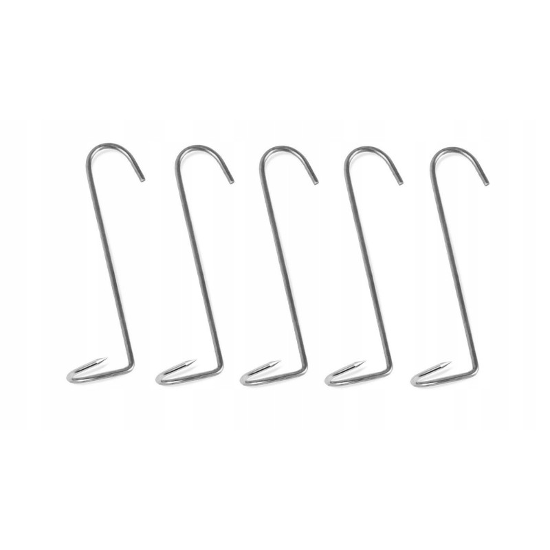 Įsukami kabliukai žuvies rūkymui Borniak 5 vnt. plieninis HW-02