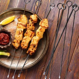 Metaliniai iešmeliai šašlykams, juodi, 8 vnt 31,5 cm