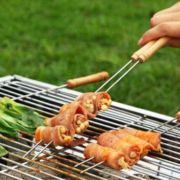 BBQ - iešmai su medine rankena, ilgis 38 cm (4 vnt.)