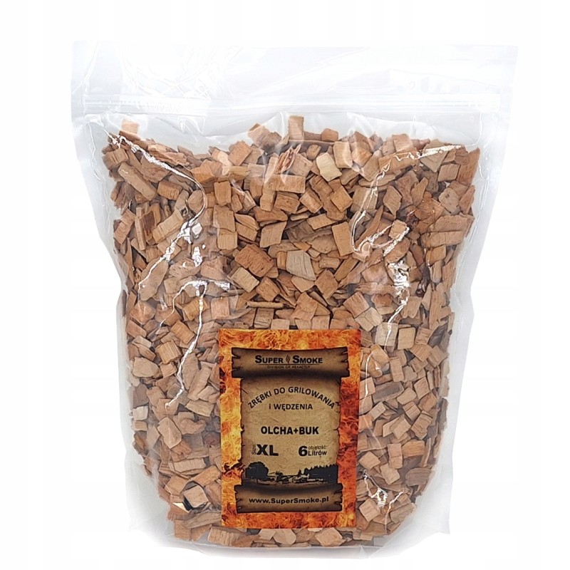 Supersmoke rūkymo traškučiai alksnio + buko mišinio dydis: xl 6 litrų doypack