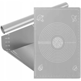 Didelis silikoninis staliukas su matavimo taurelėmis, virtuvinis kilimėlis, 64x45cm