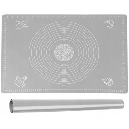 Didelis silikoninis staliukas su matavimo taurelėmis, virtuvinis kilimėlis, 64x45cm