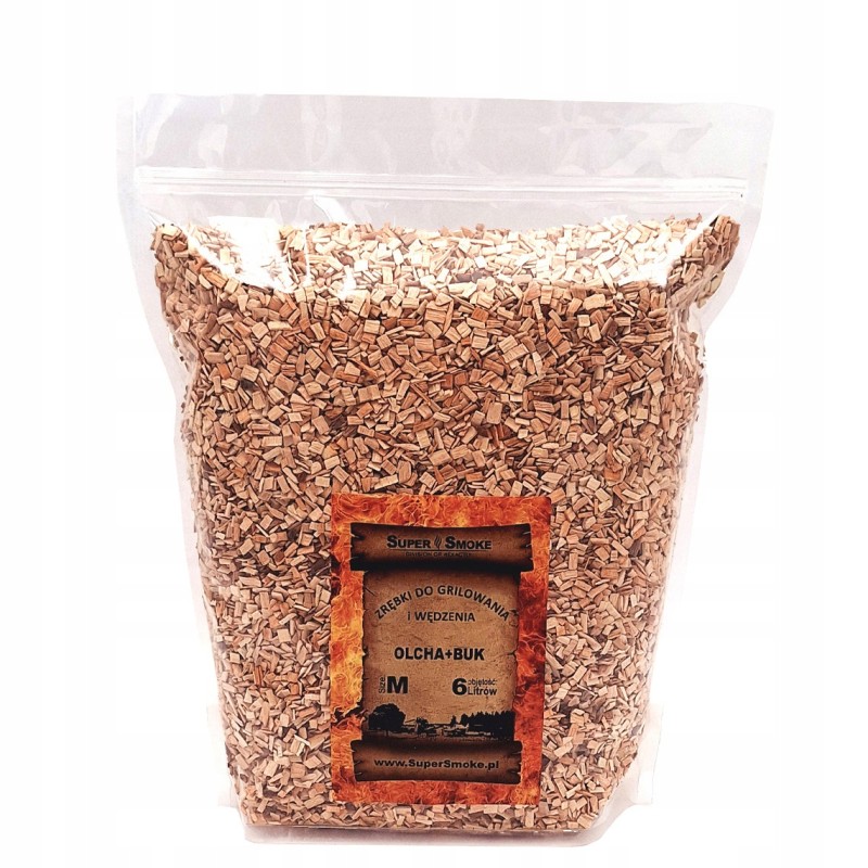 Supersmoke rūkymo traškučiai, buko + alksnio mišinys, dydis: m 6 litrų doypack
