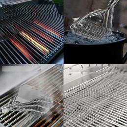 Grilio šepetys, nerūdijančio plieno grandiklis