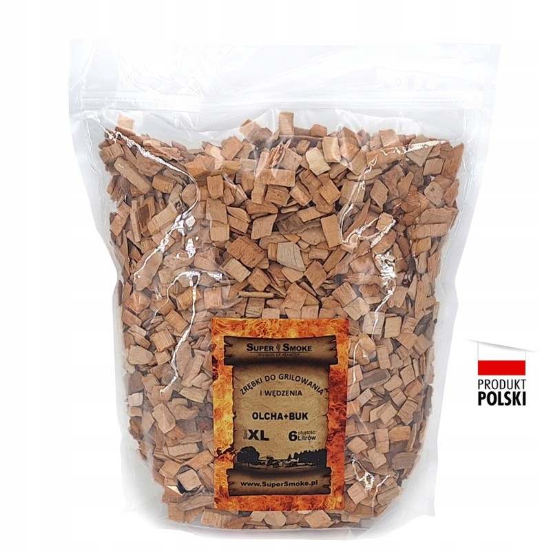 Super dūminės medžio drožlės kepimui ant grotelių, alksnio + buko mišinys, dydis: xl, 6 litrai doypa