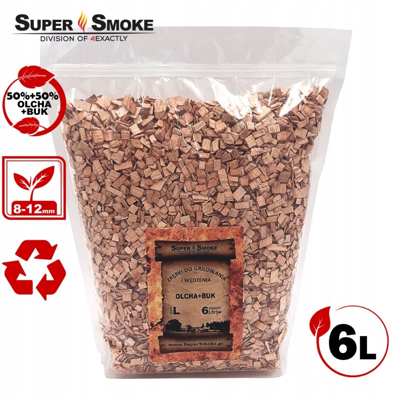 Super dūmų rūkymo traškučiai, alksnio + buko mišinys, dydis: l 6 litrai, doypac